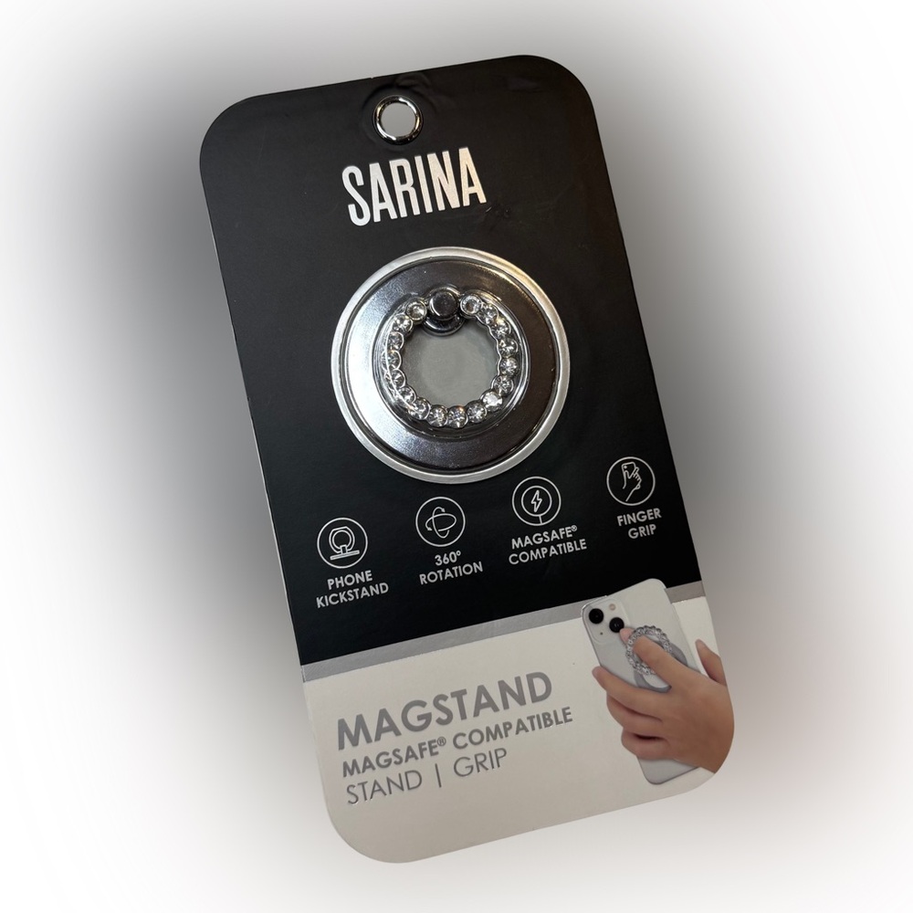 NWT Sarina Jeweled Silver MagSafe Compatible Phone Grip, phone stand